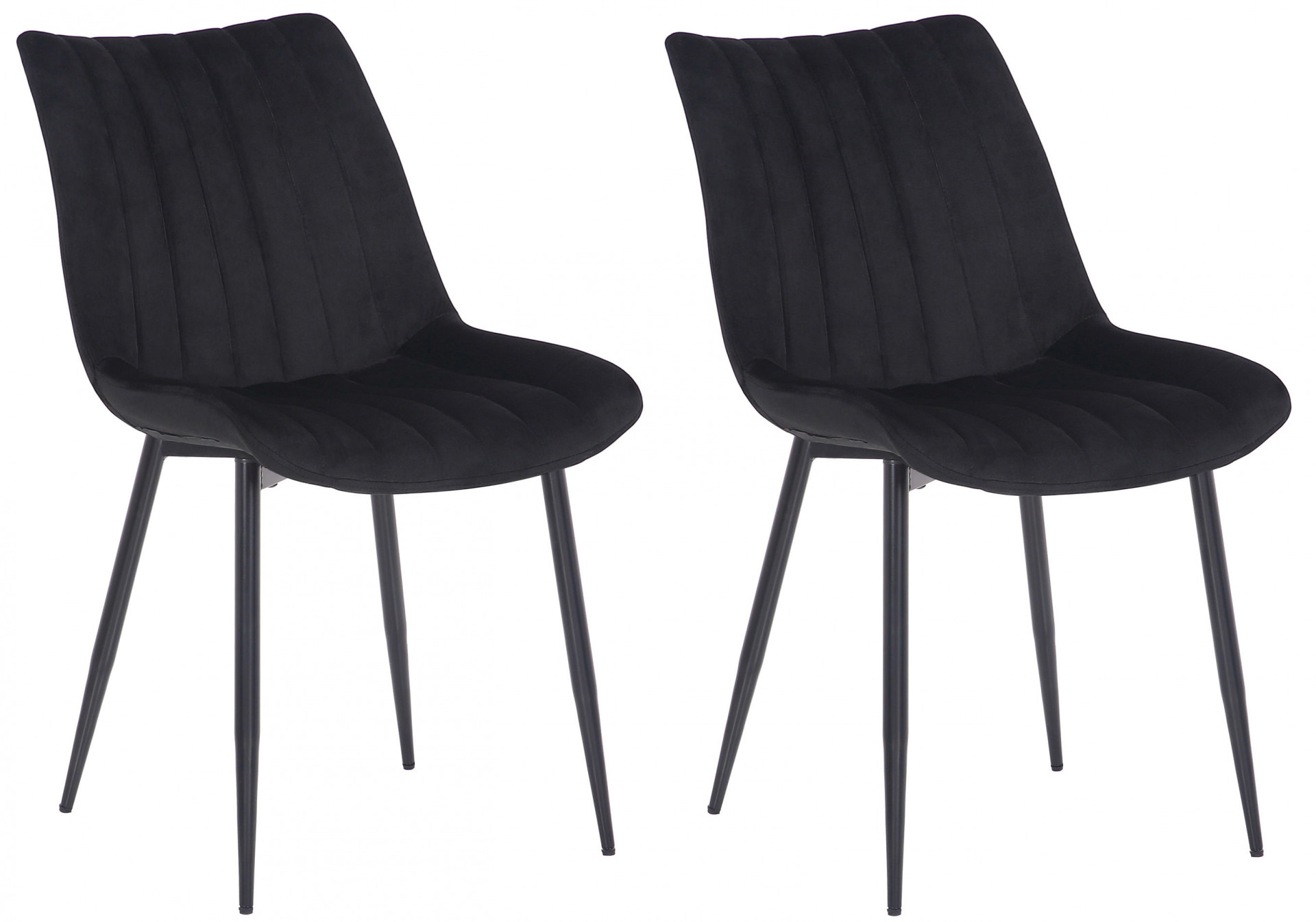 2er Set Stühle Rahden Samt, schwarz