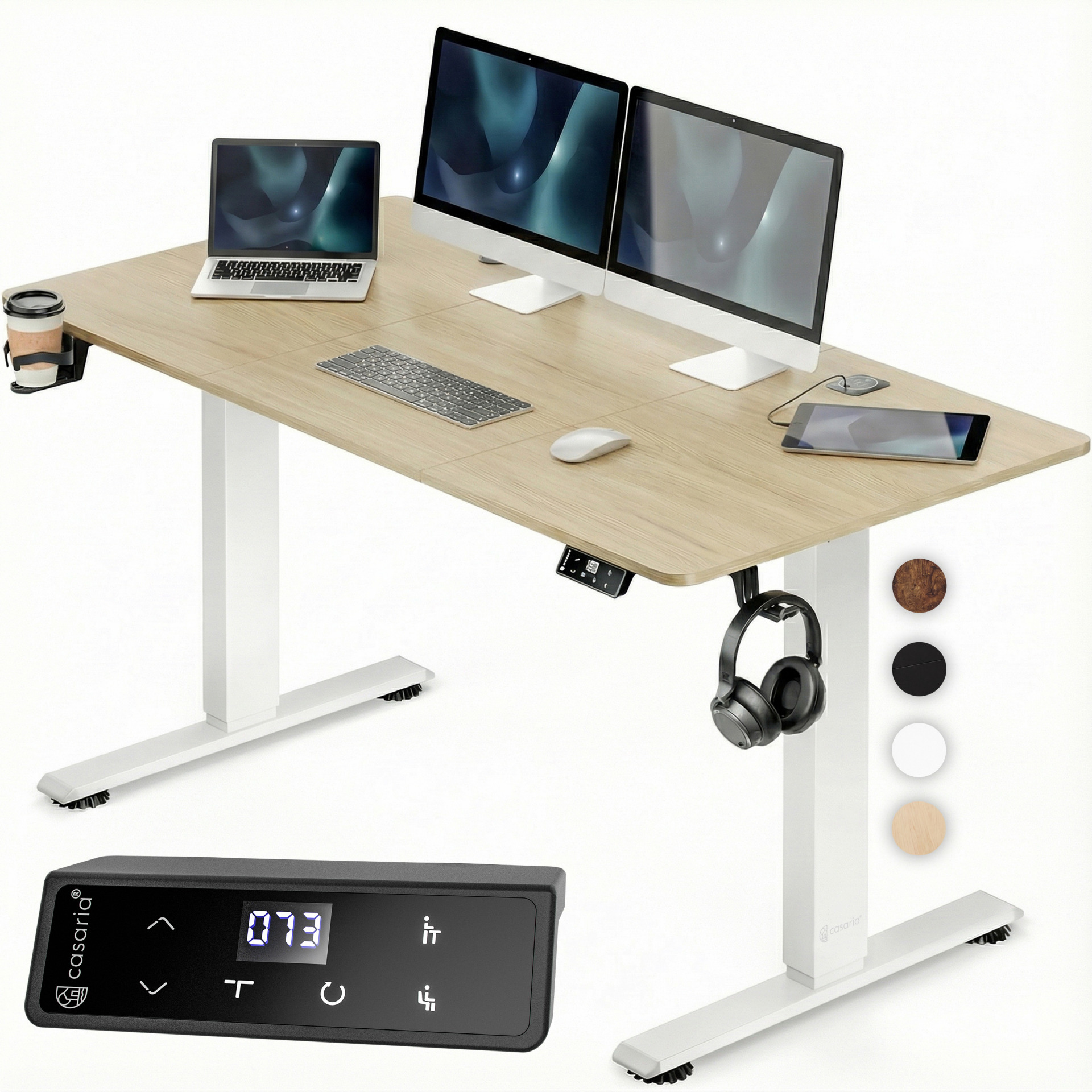 Höhenverstellbarer Schreibtisch Beige 140x60x72-117cm