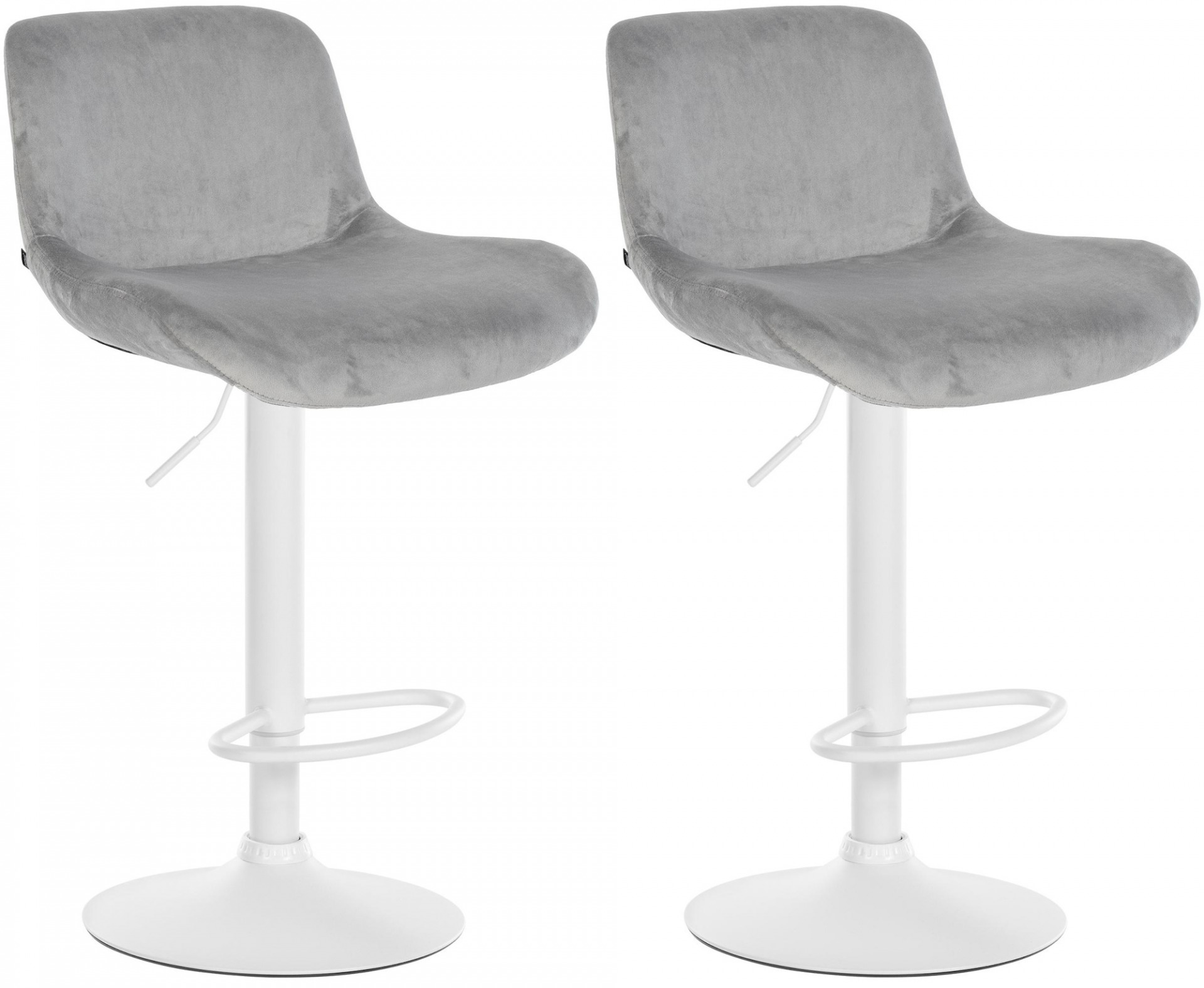 2er Set Barhocker Solon Weiß Samt, grau