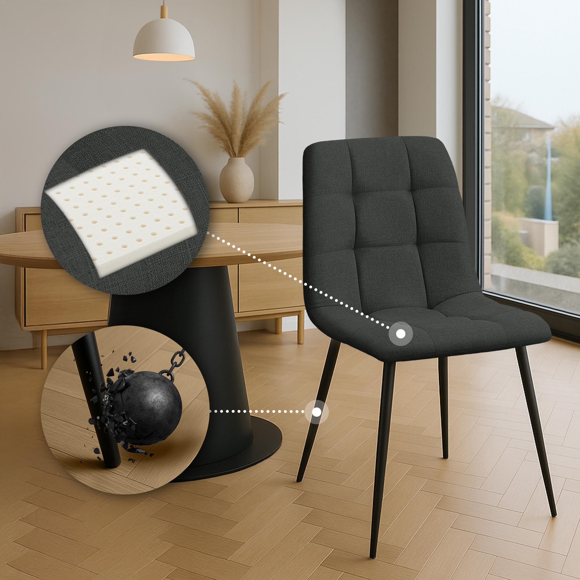 2er Set Esszimmerstuhl Tilde Stoff, dunkelgrau