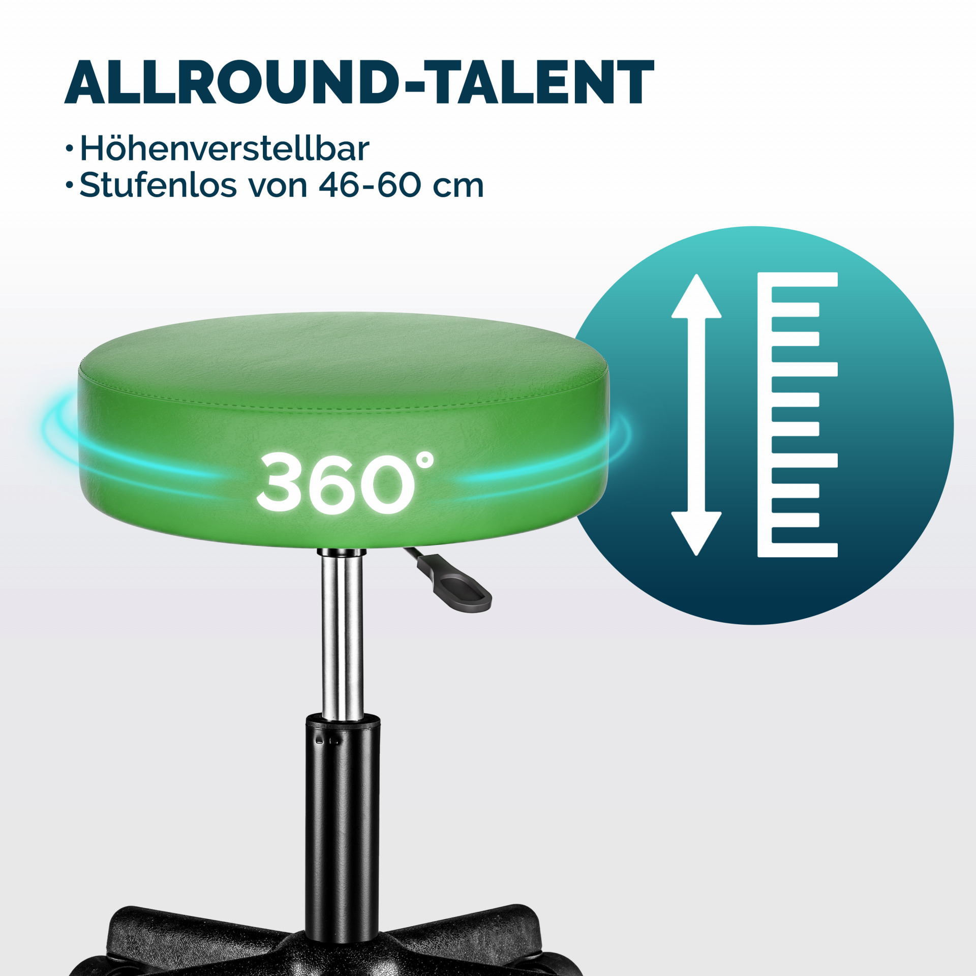 Rollhocker Kunstleder Grün 360° drehbar