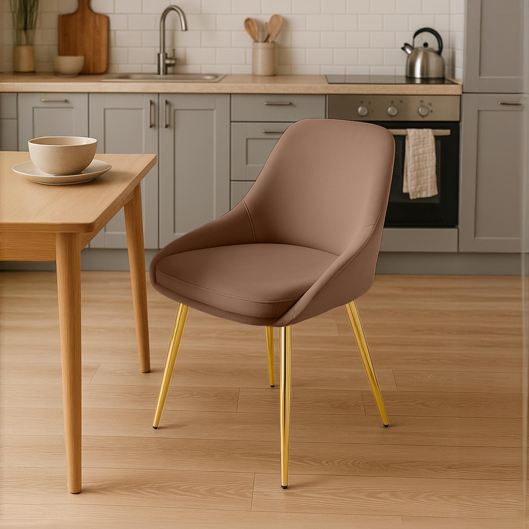 Esszimmerstuhl Elmira Samt gold, braun