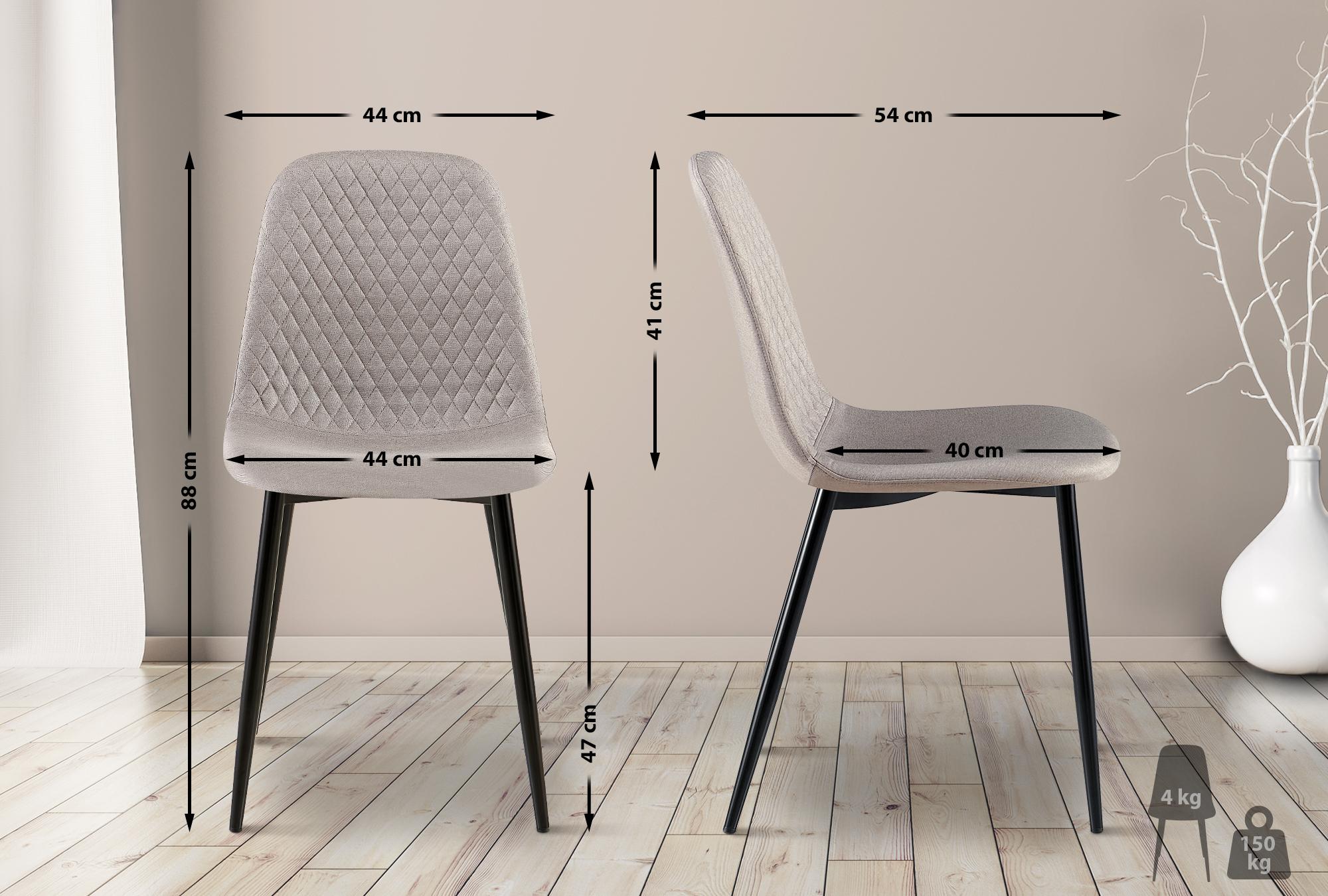 4er Set Stühle Giverny Stoff, grau