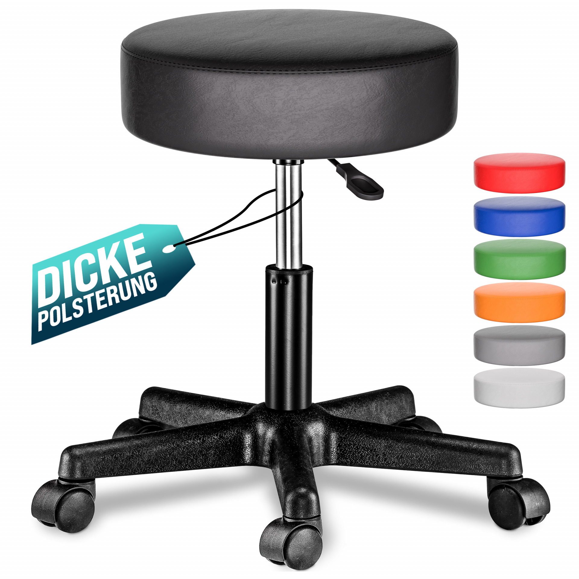 Rollhocker Kunstleder Schwarz 360° drehbar