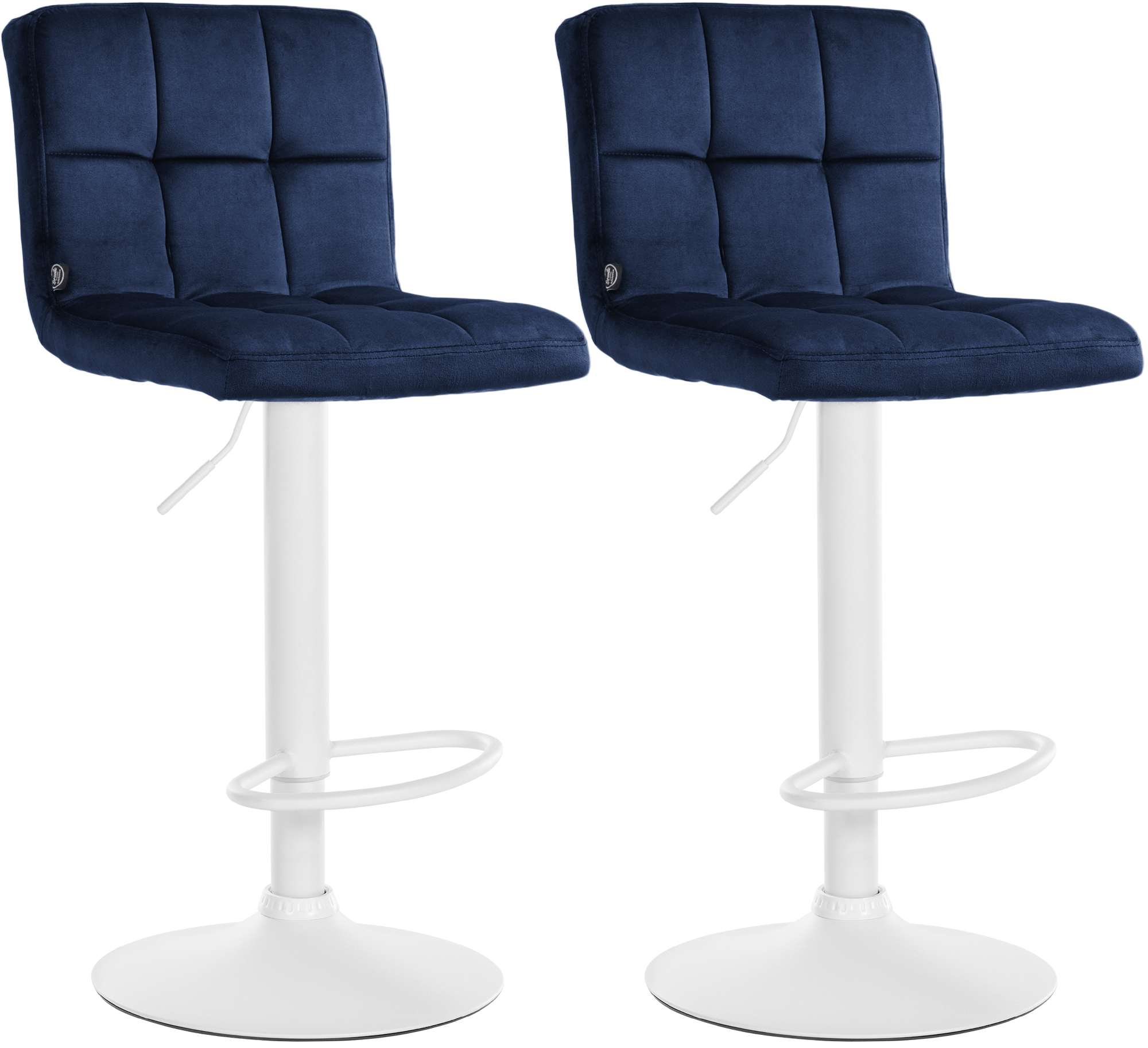 2er Set Barhocker Peru Samt weiß, blau