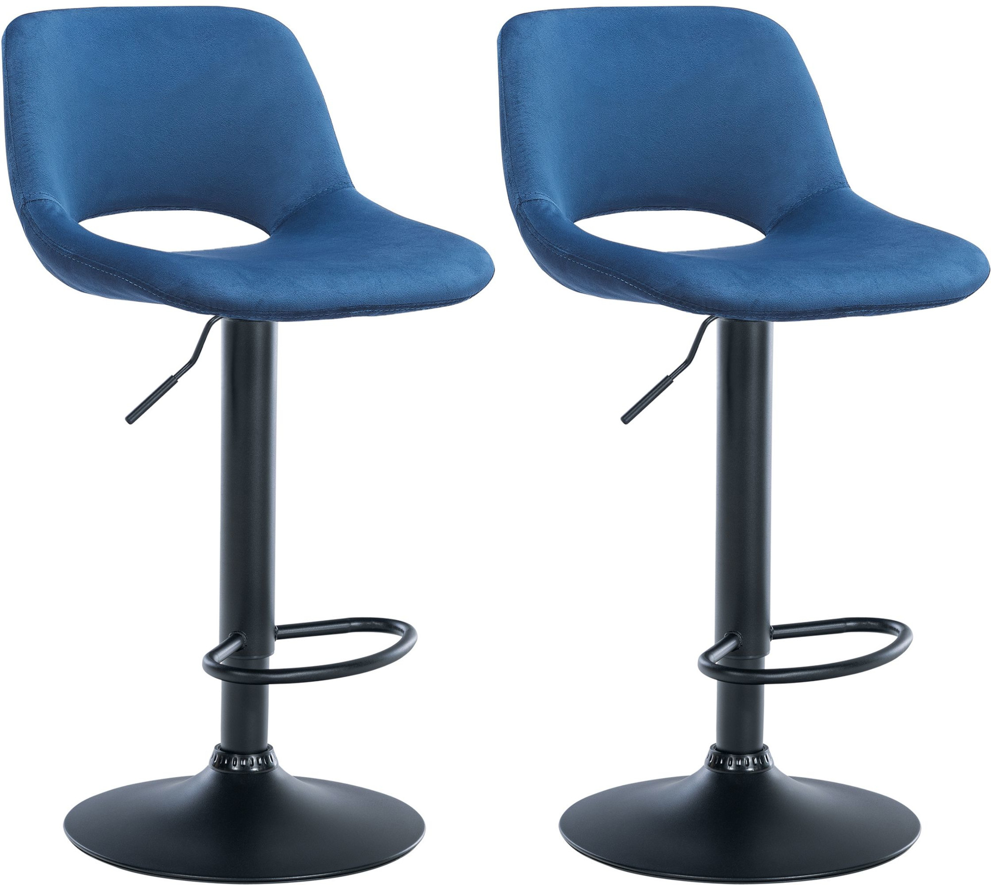 2er Set Barhocker Camden Samt schwarz, blau