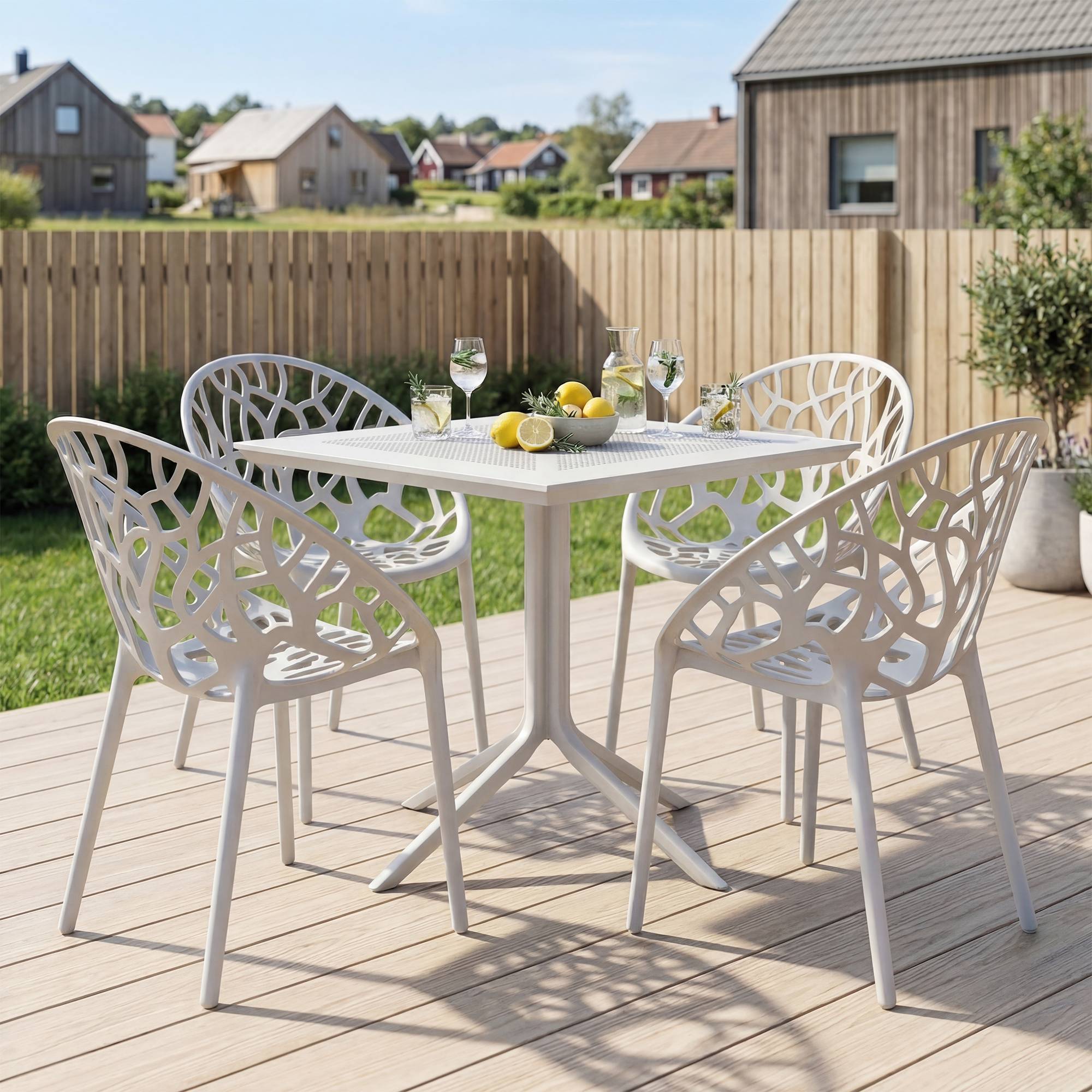 Gartenmöbel-Set Avara mit 4 Stühlen, weiß