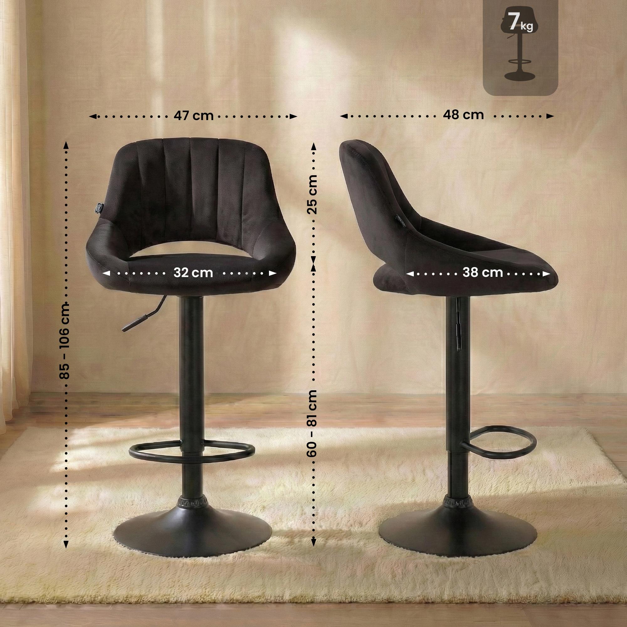 Barhocker Milet Samt schwarz, schwarz