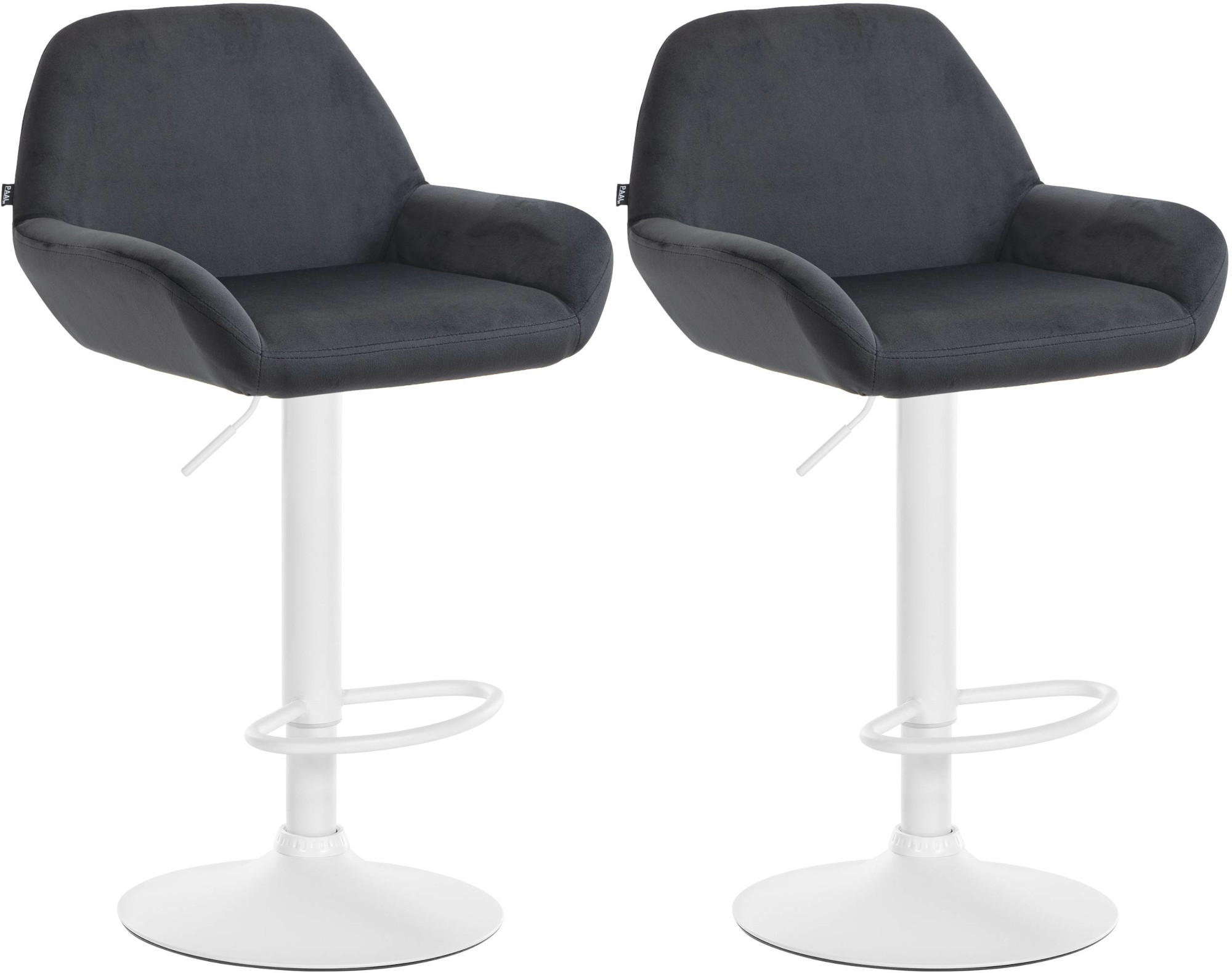 2er Set Barhocker Braga Samt weiß, schwarz