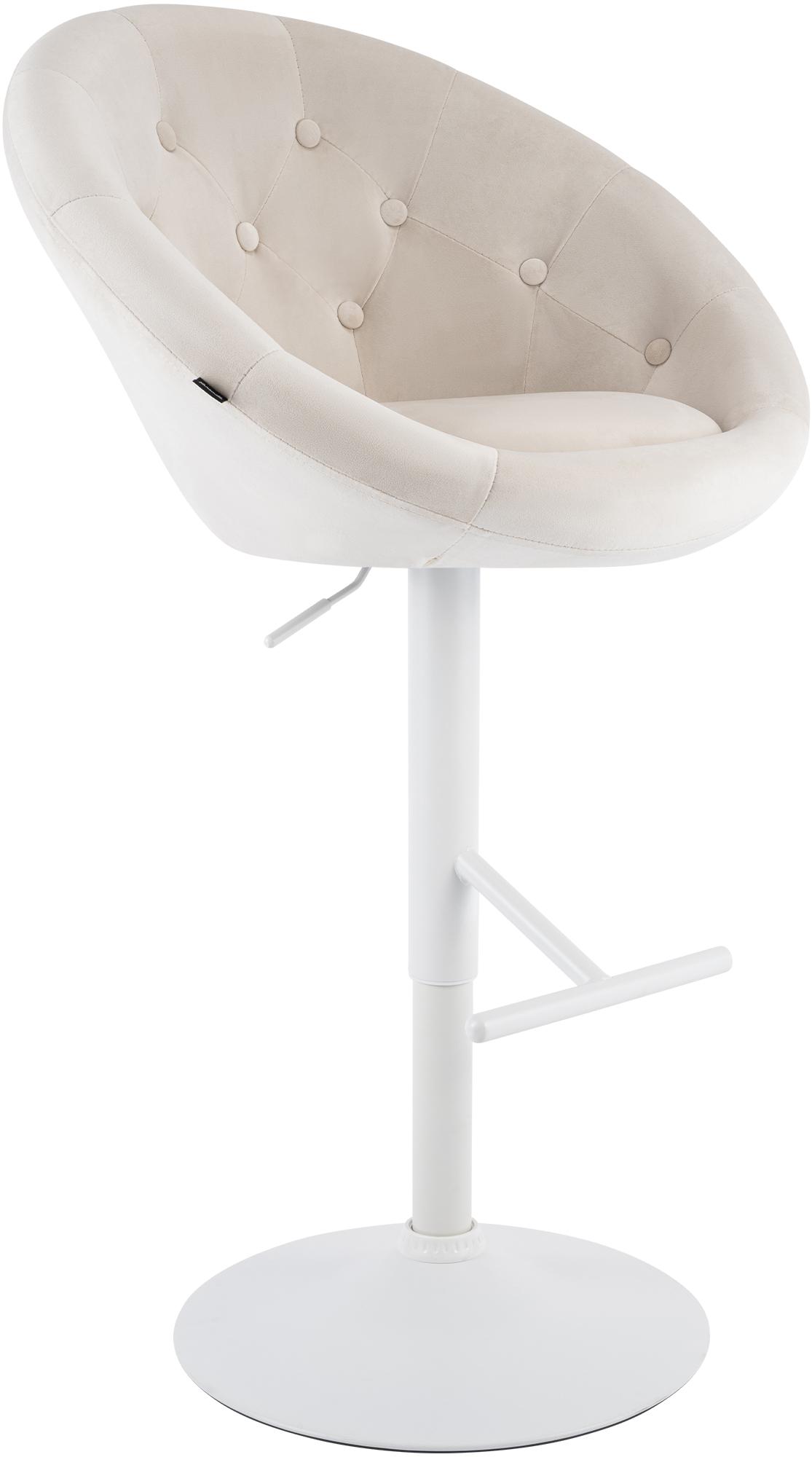 Barhocker London Samt weiß, creme