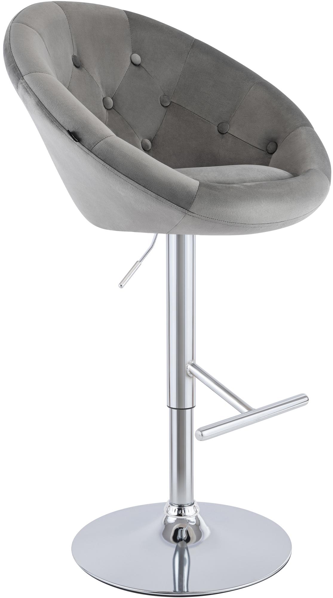 Barhocker London Samt chrom, grau