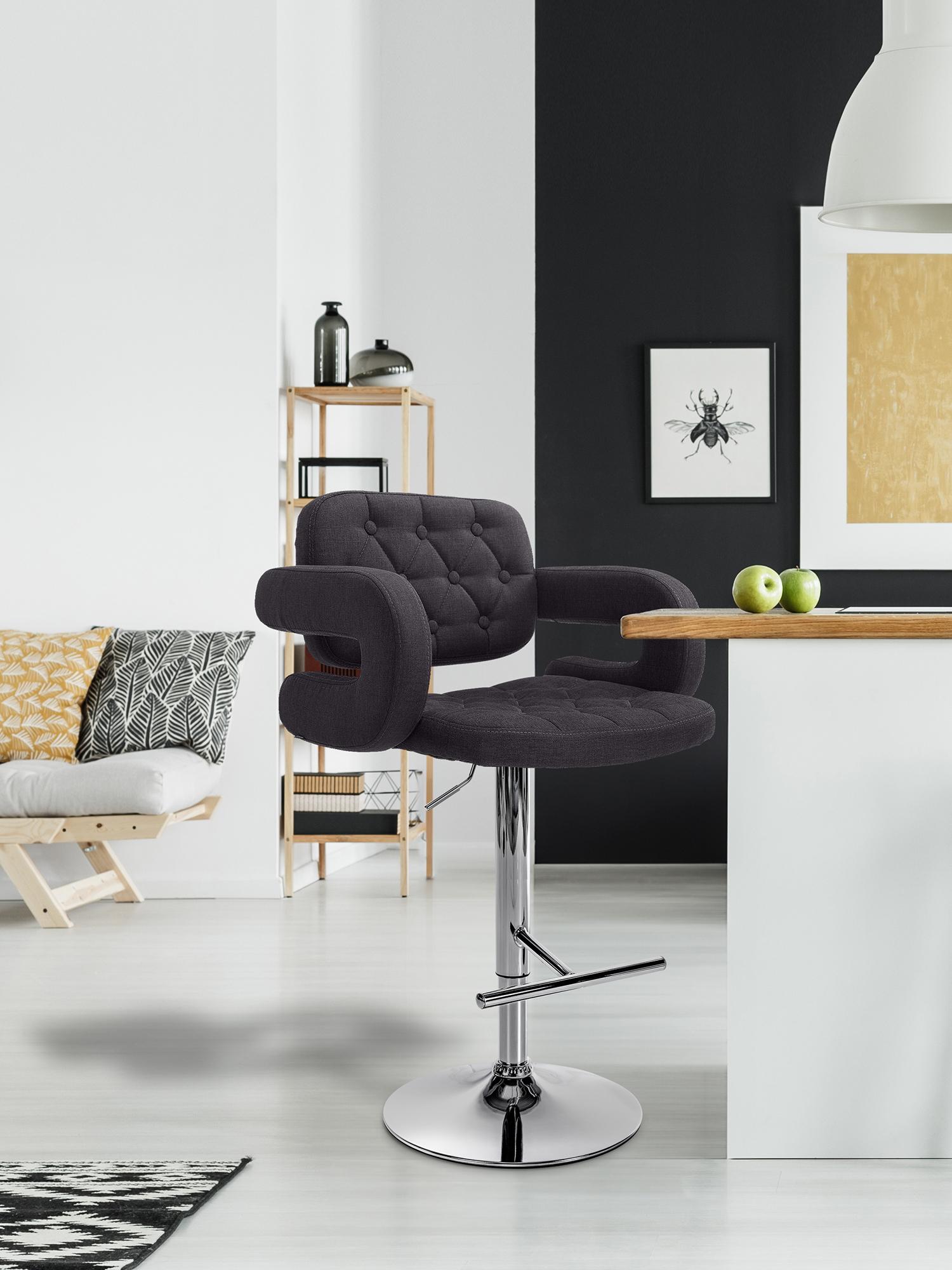2er Set Barhocker Dublin Stoff C, schwarz