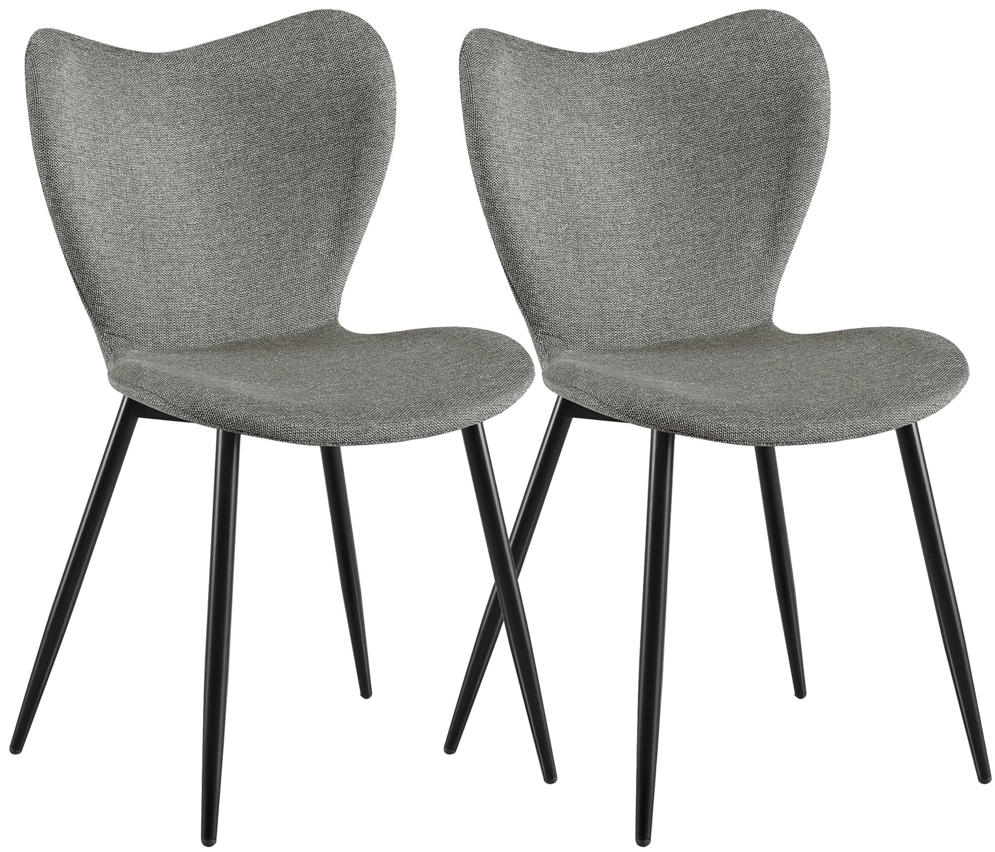 2er Set Esszimmerstuhl Maika Stoff, grau