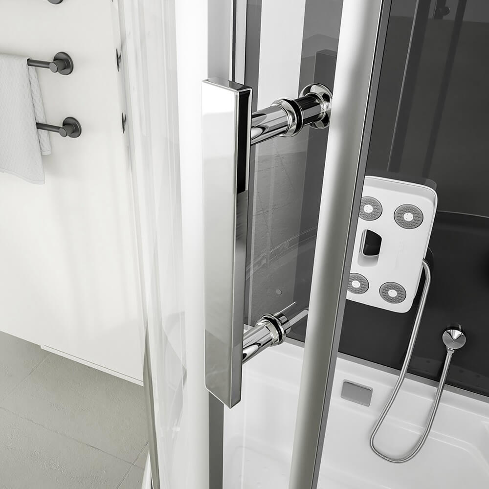 Duschkabine mit Badewanne ALLIN 2IN1 - 170 x 90 Schwarz Links
