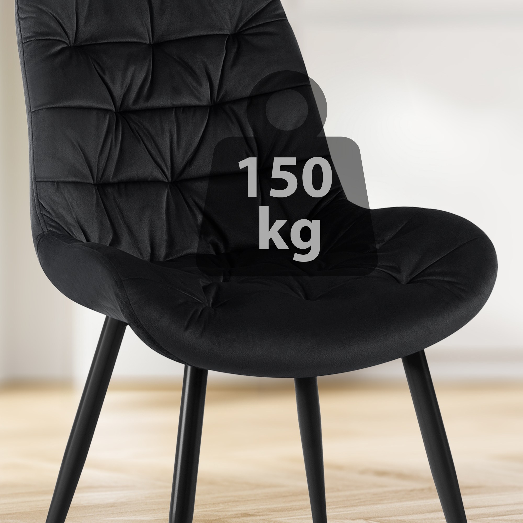 Esszimmerstuhl Rossford Samt, schwarz