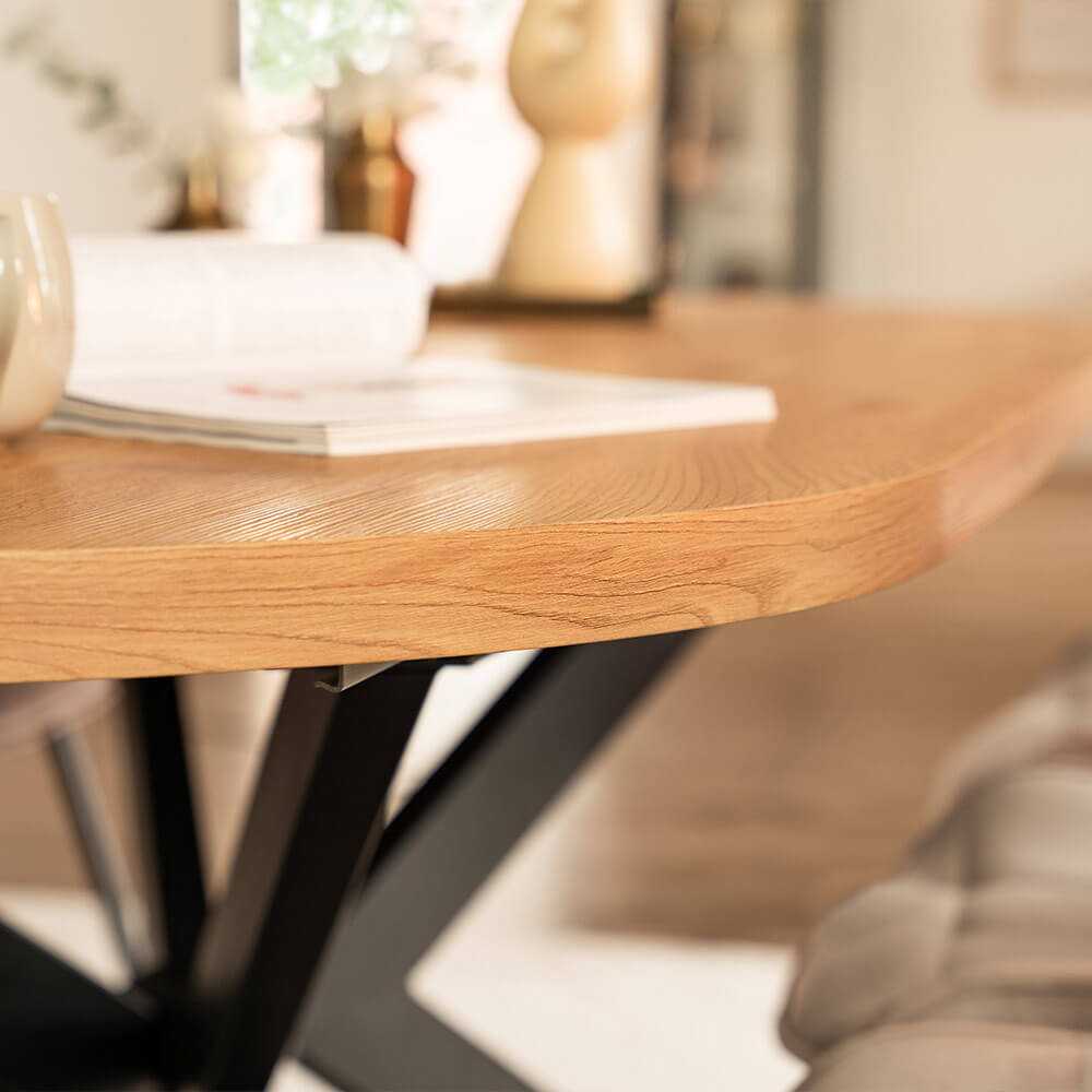 Esstisch Oval Ausziehbar AVENTI inkl. Sternfuß - 160-200 x 100 cm Light Oak