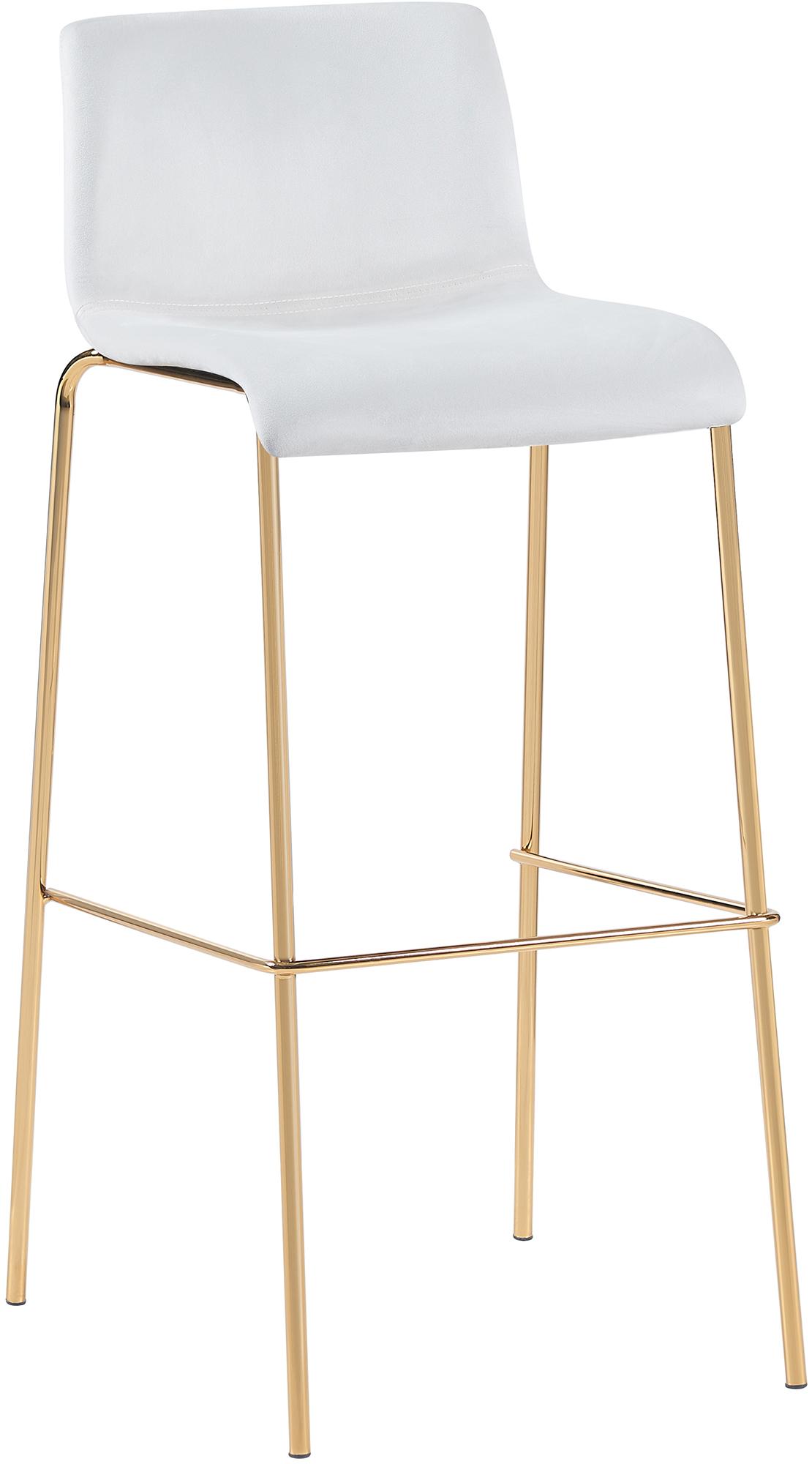 Barhocker Hoover Samt 4-Fuß Gold, creme