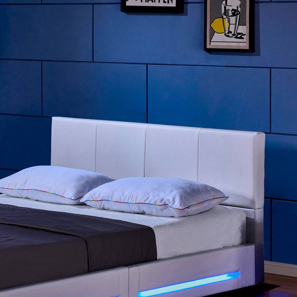 LED Bett ASTEROID - 160 x 200 cm Weiß