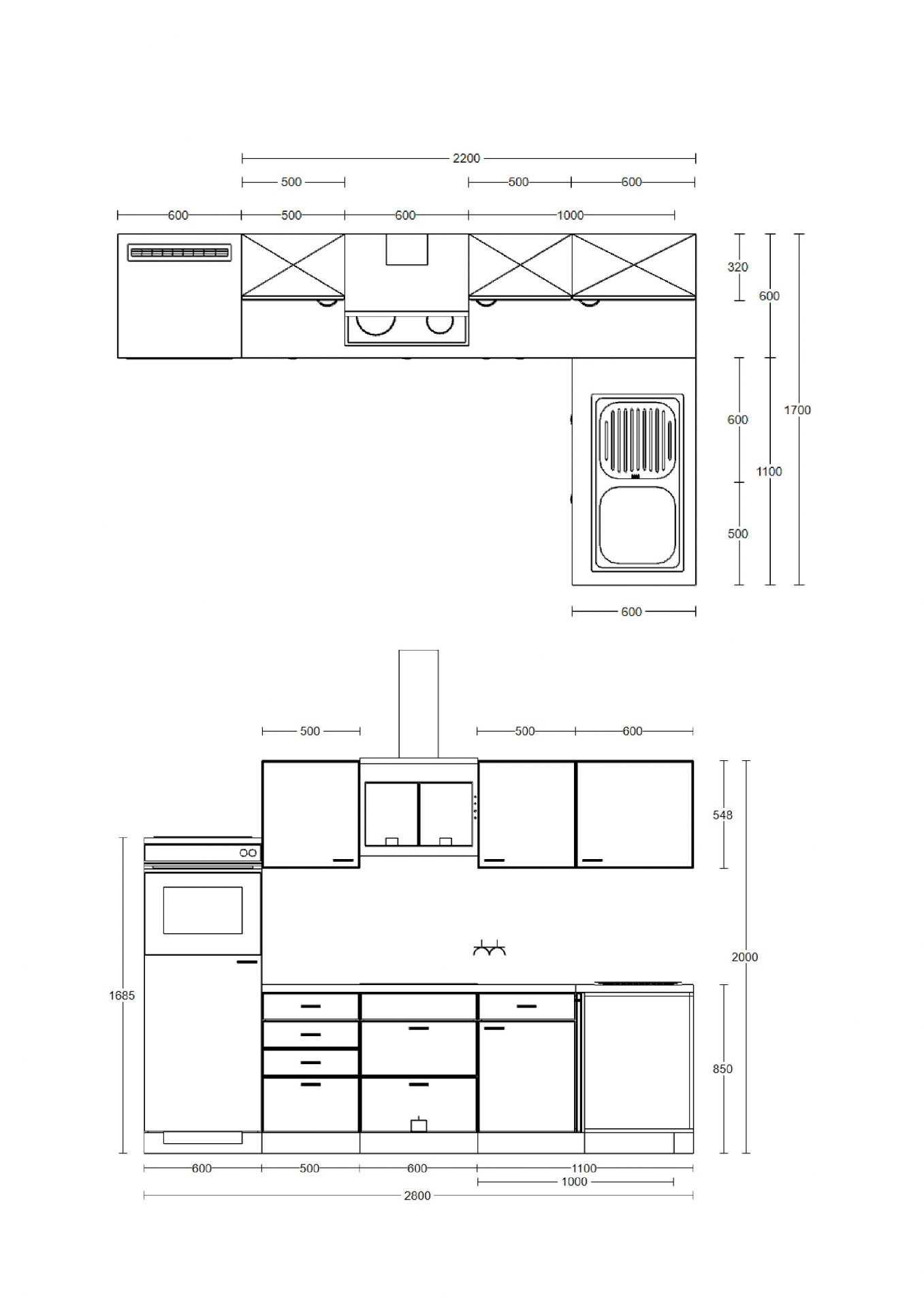 Winkelküche Avila 280x170 cm mit E-Geräten