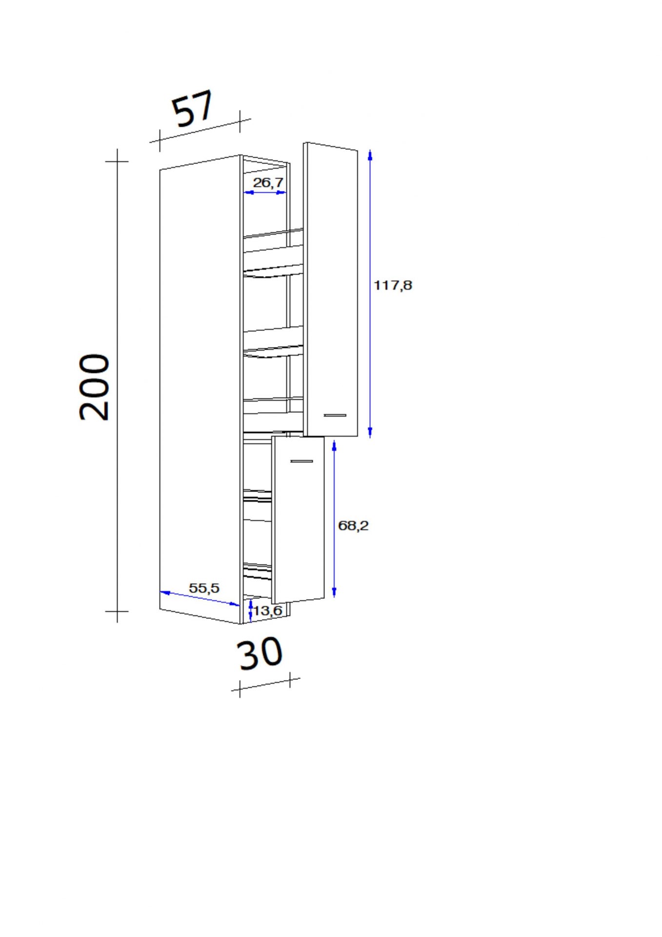 Apothekerschrank SAMOA 30x200 cm