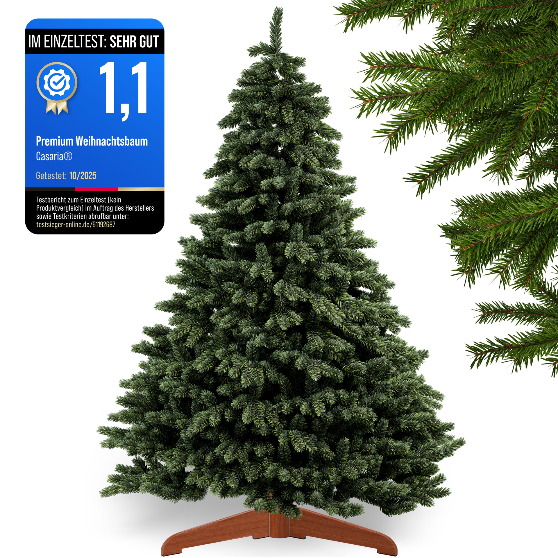 Künstlicher Weihnachtsbaum Premium 180cm PE / PVC mit Holzständer FSC®