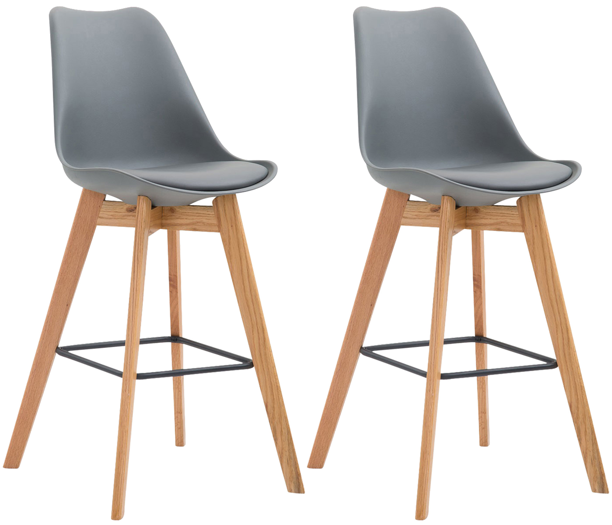 2er Set Barhocker Metz Kunststoff natura, grau