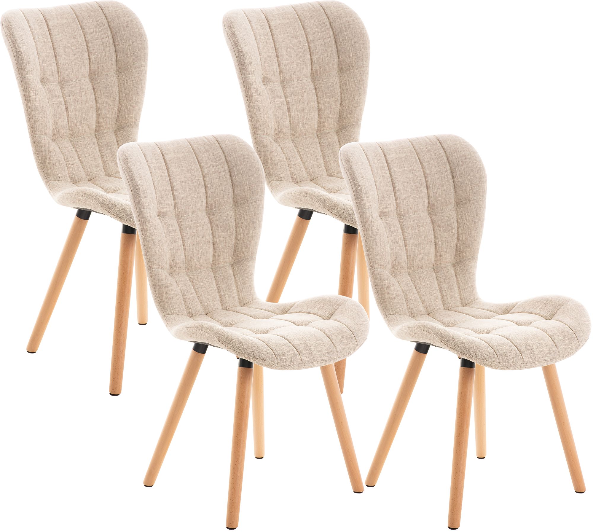 4er Set Stuhl Elda Stoff natura, creme