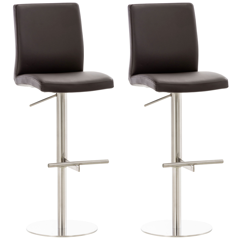 2er Set Barhocker Cadiz Kunstleder edelstahl, braun