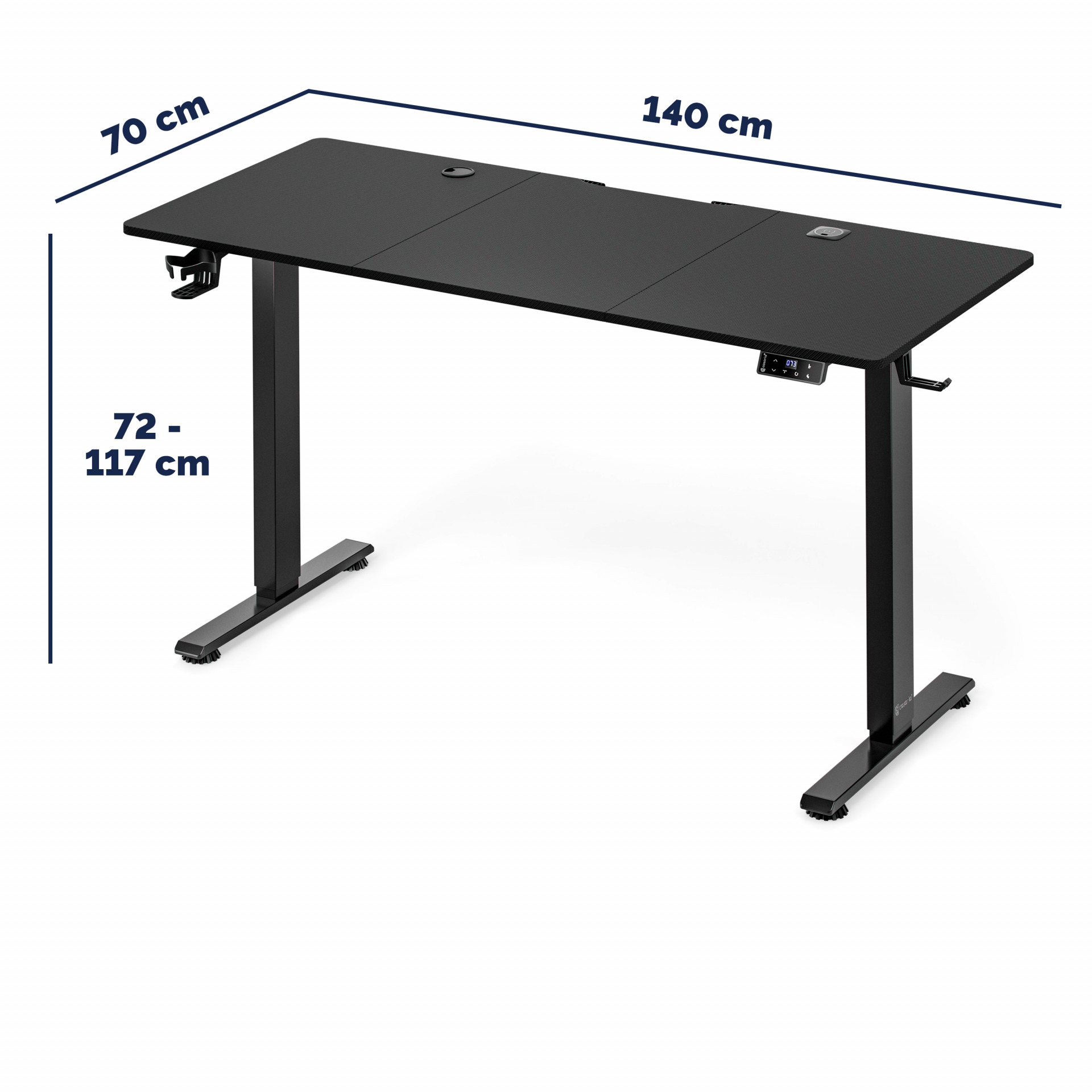 Höhenverstellbarer Schreibtisch Carbon-Optik 140x60x72-117cm