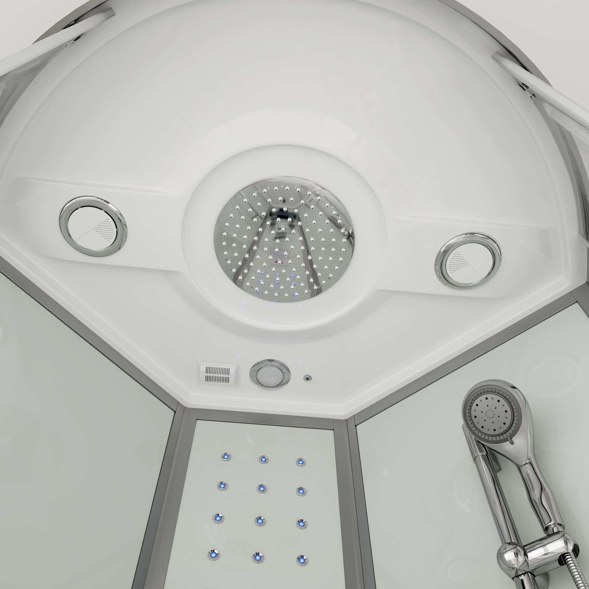 Dampfdusche mit Wasserfall und Dampfsauna WHITE PEARL - 90 x 90 cm
