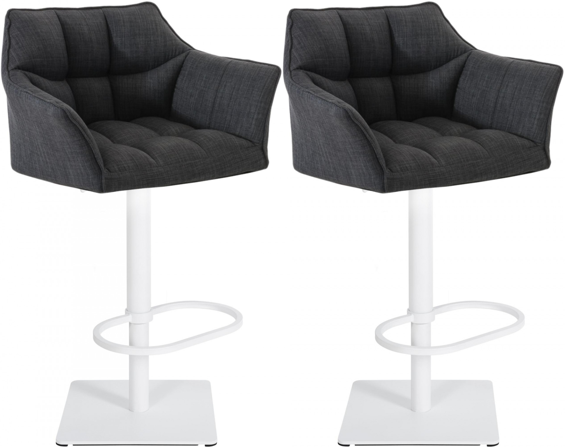 2er Set Barhocker Damaso Stoff weiß, dunkelgrau