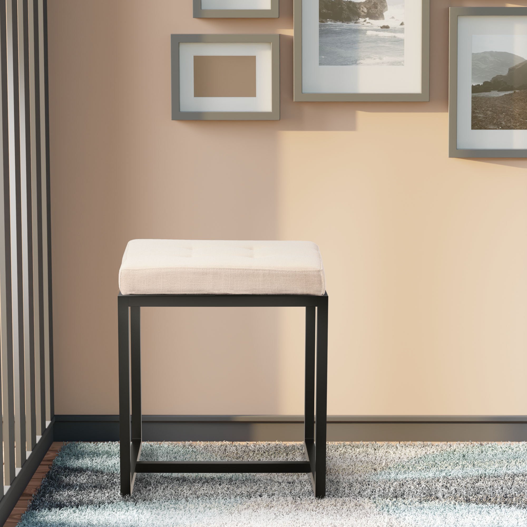 Sitzhocker Barci B Stoff, creme