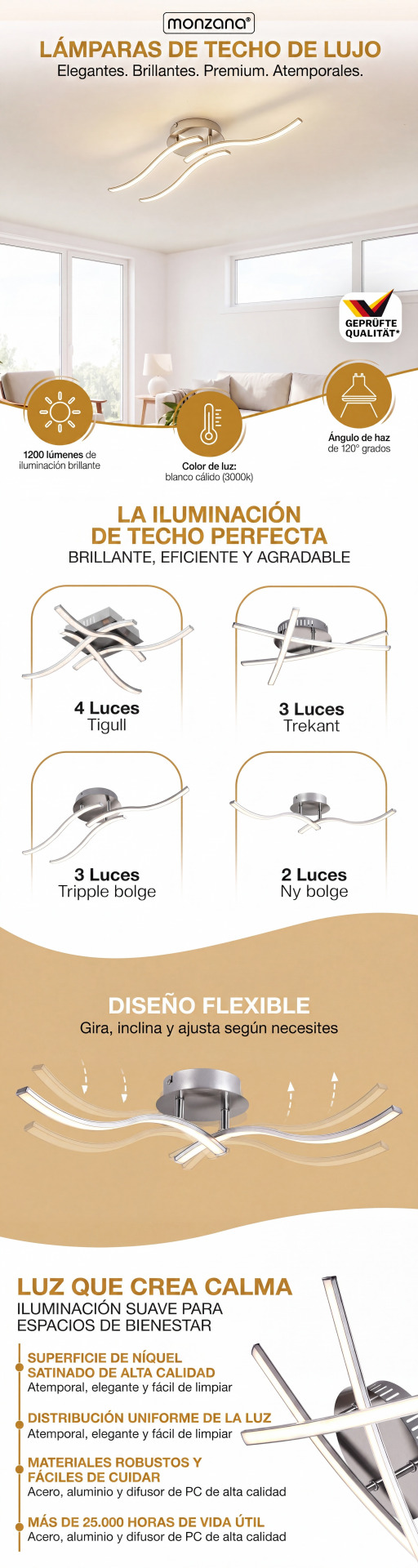 LED Deckenleuchte Tripple bolge 3-flammig