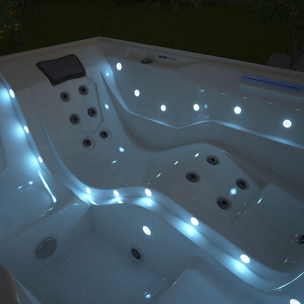 Outdoor Whirlpool mit Treppe und Thermoabdeckung STREAM 211 x 156 cm für 3 Personen