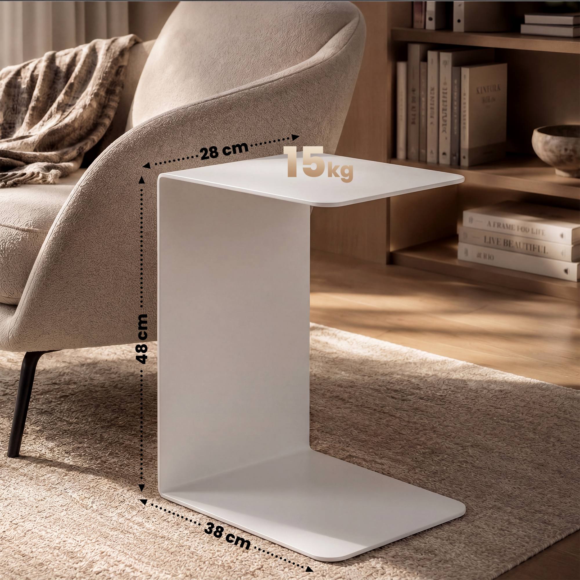 Beistelltisch Selby 48 cm, weiß