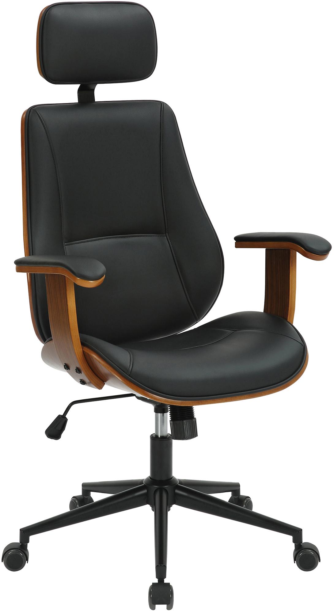Bürostuhl Lugo Kunstleder, walnuss/schwarz