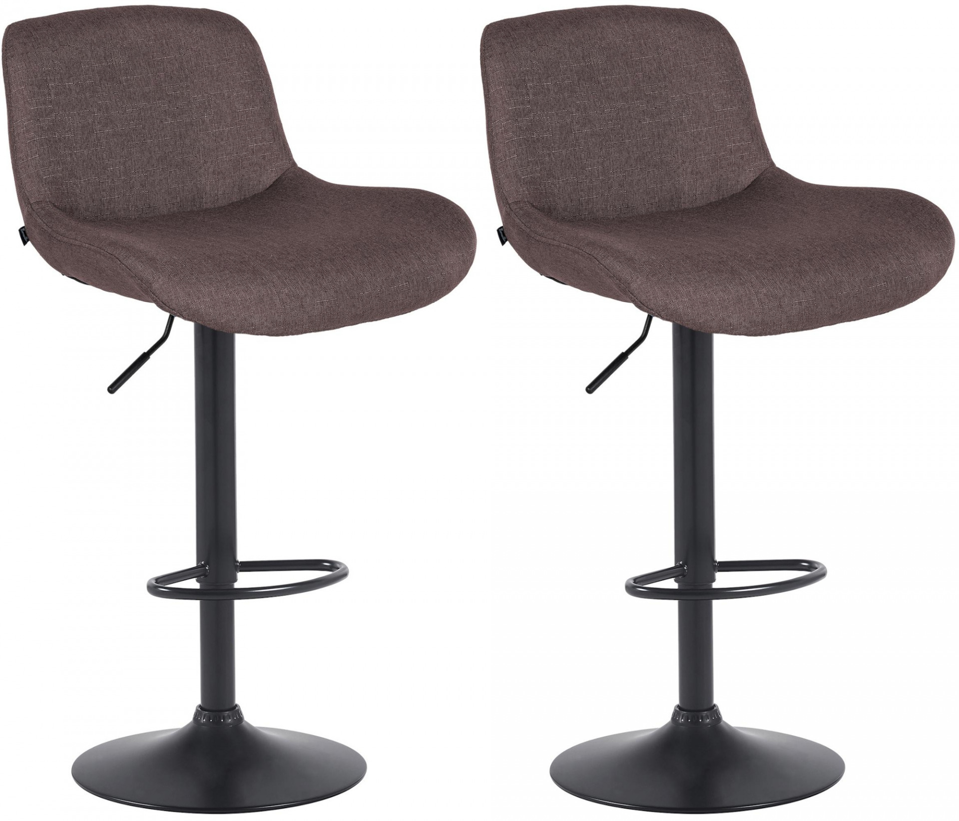 2er Set Barhocker Solon Schwarz Stoff, dunkelbraun