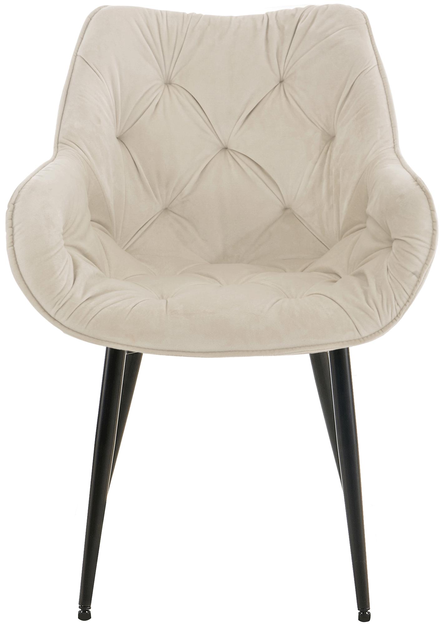 4er Set Stuhl Tanna Samt, creme