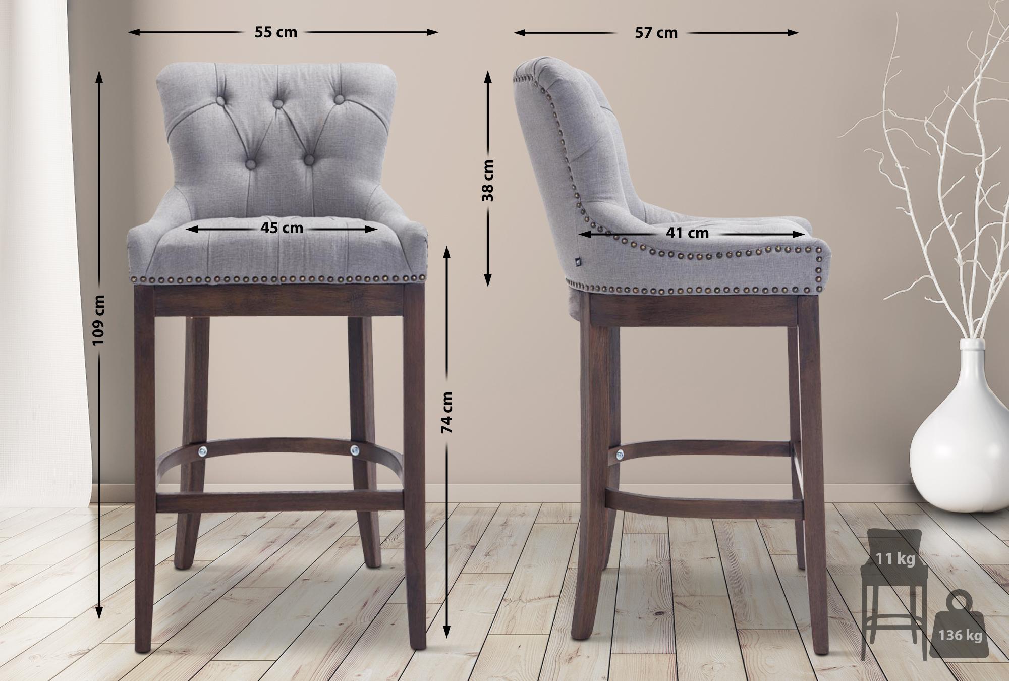 Barhocker Lakewood Stoff, Antik, hellgrau