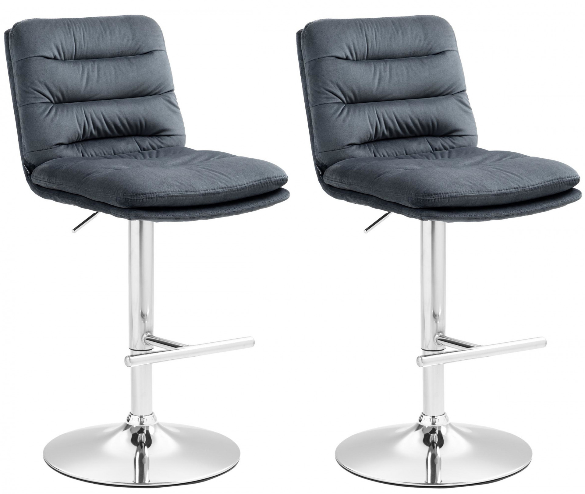 2er Set Barhocker Damar Samt chrom, dunkelgrau