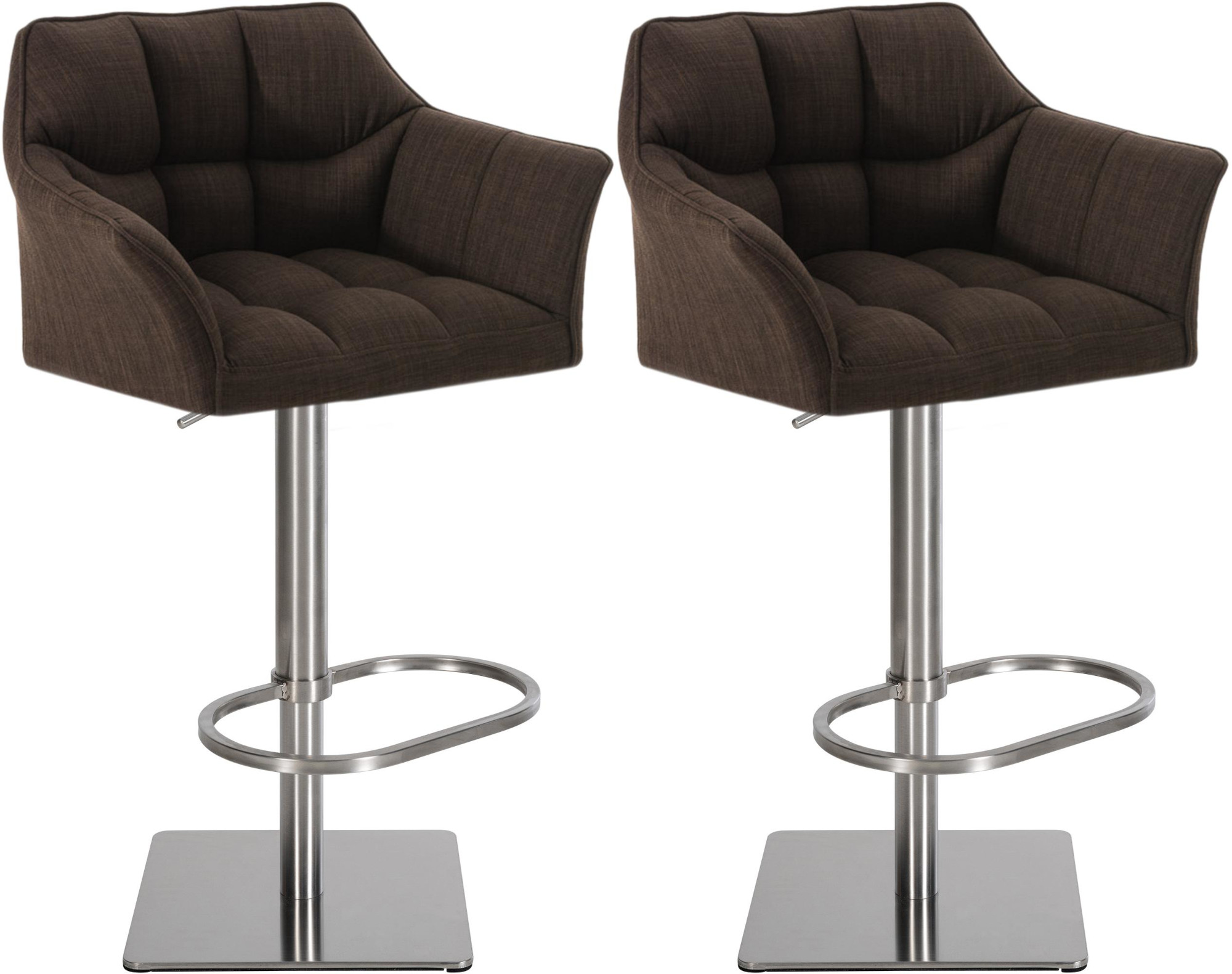 2er Set Barhocker Damaso Stoff edelstahl, braun