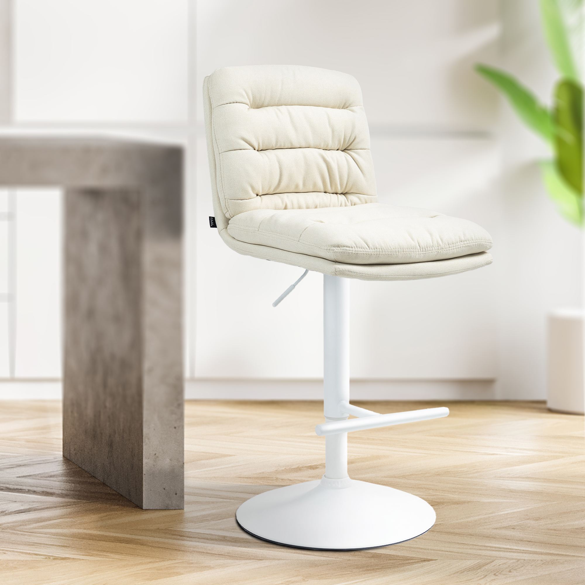 2er Set Barhocker Damar Stoff weiß, creme