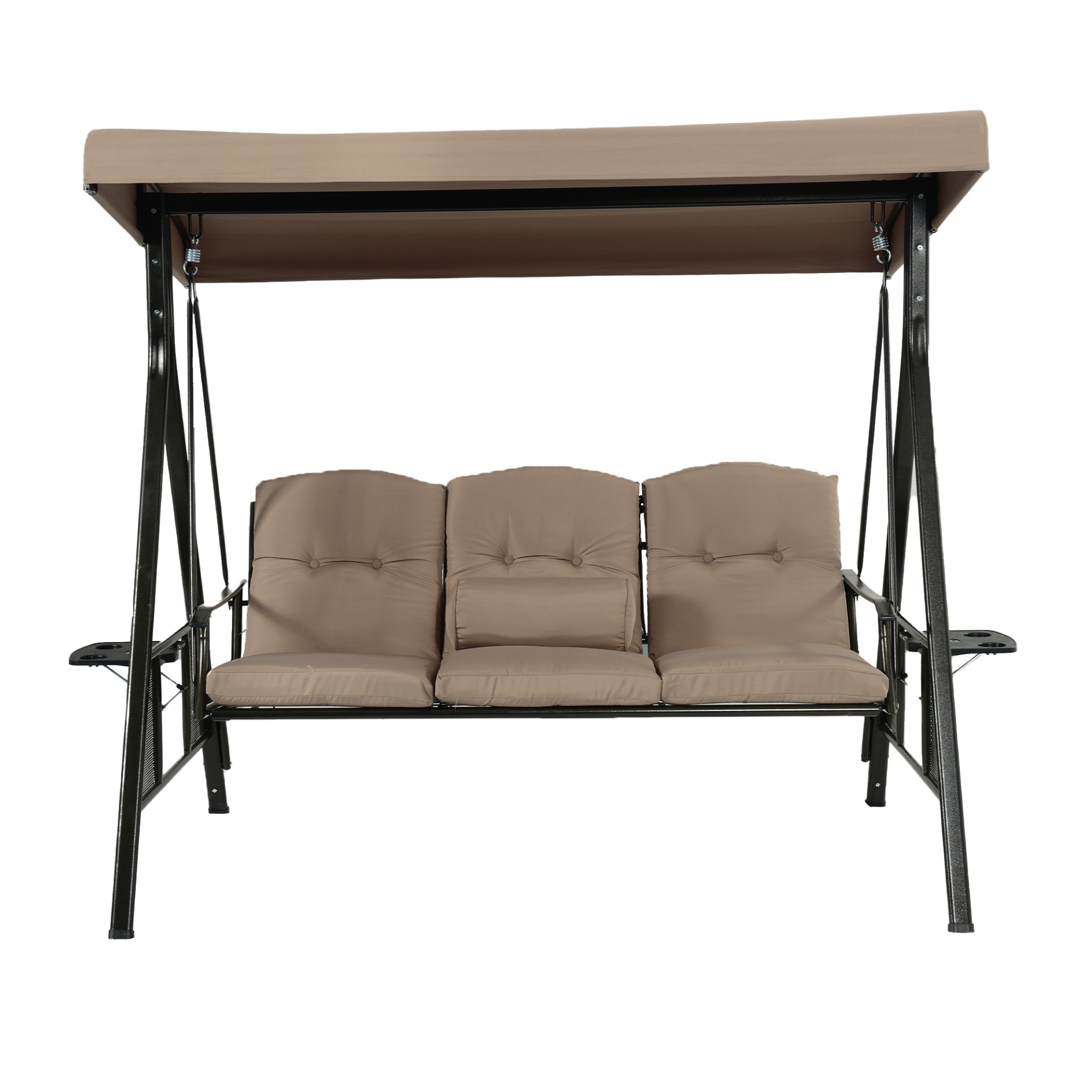 Hollywoodschaukel 3-Sitzer DESCANSO - 115 x 198 cm Beige mit Abdeckung