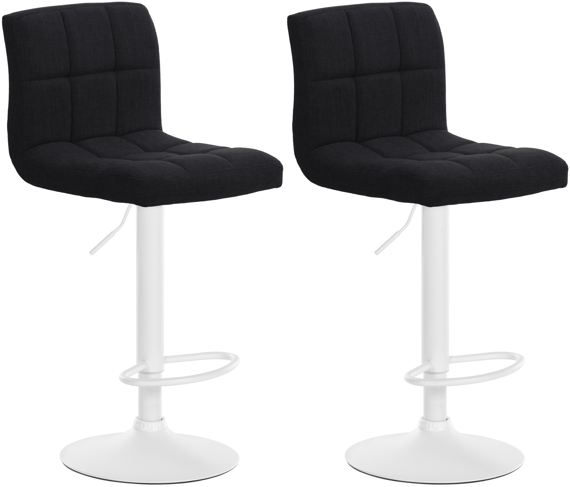 2er Set Barhocker Calma Stoff weiß, schwarz