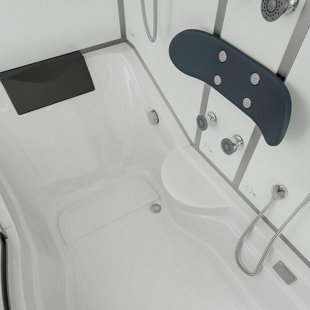 Duschkabine mit Badewanne ALLIN 2IN1 - 170 x 90 Weiß Rechts