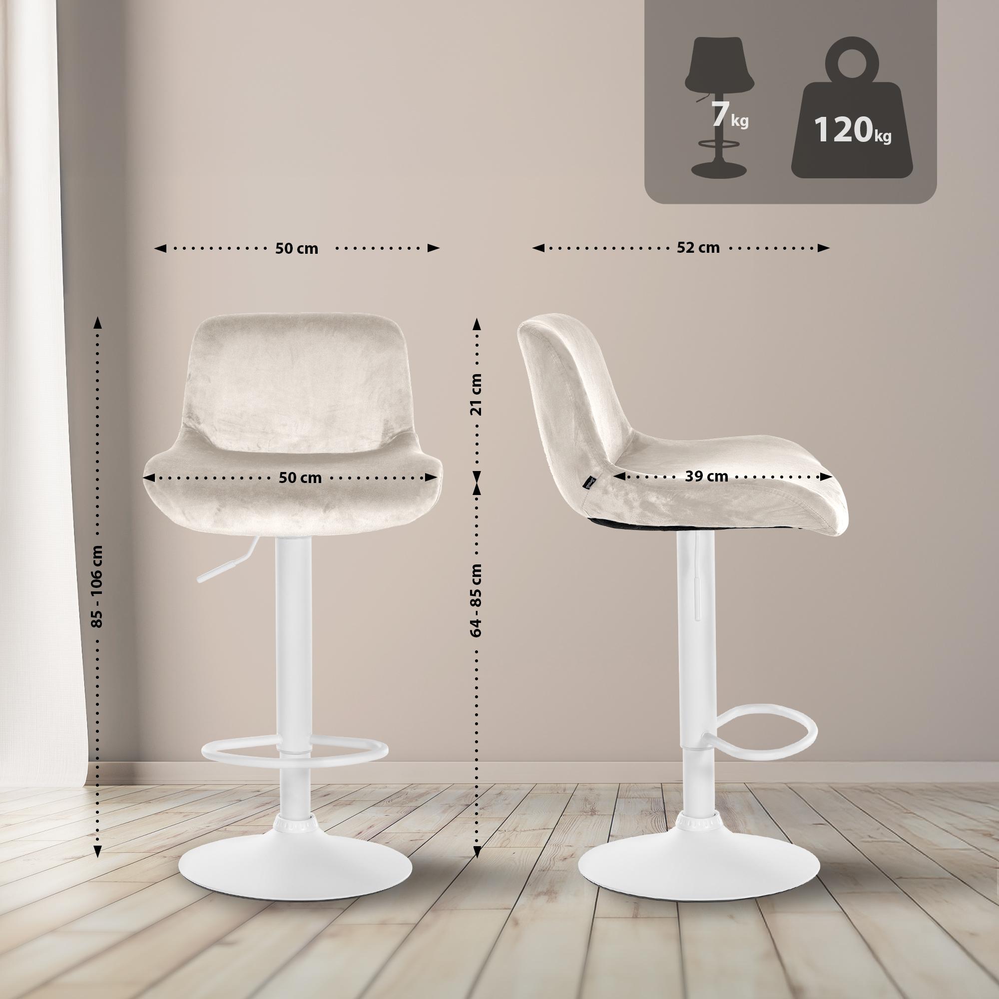 Barhocker Solon Weiß Samt, creme