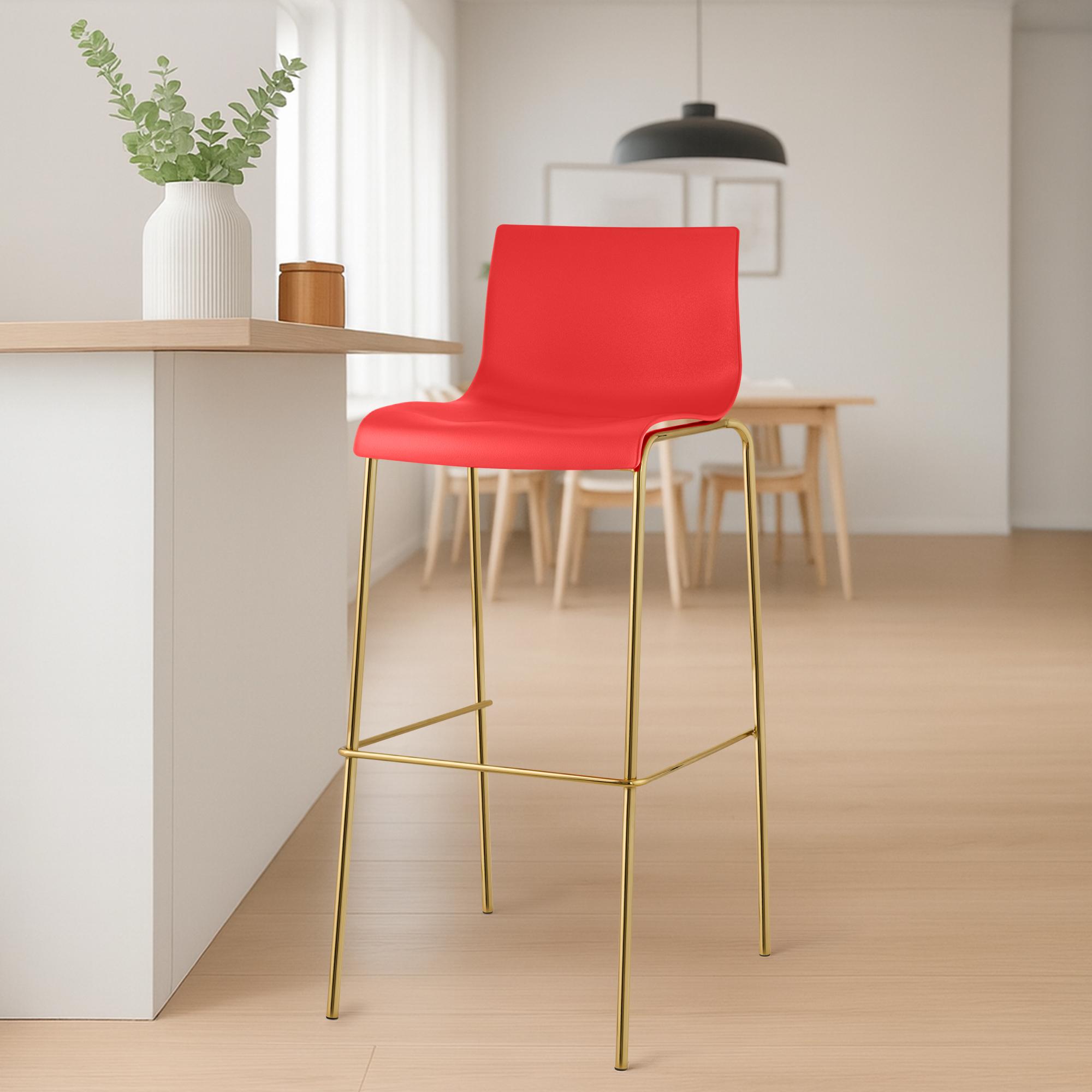 Barhocker Hoover Kunststoff 4-Fuß Gold, rot