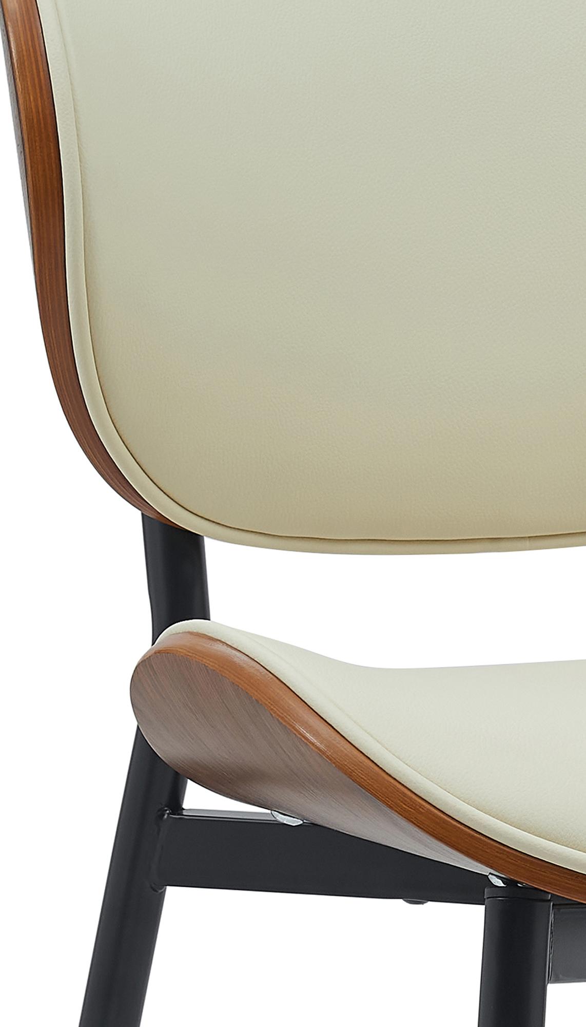 2er Set Esszimmerstuhl Enid Kunstleder, walnuss/creme