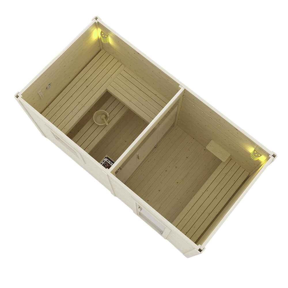 Saunahaus Outdoor mit Vorraum TALO XL - 400 x 217 cm für 5 Personen