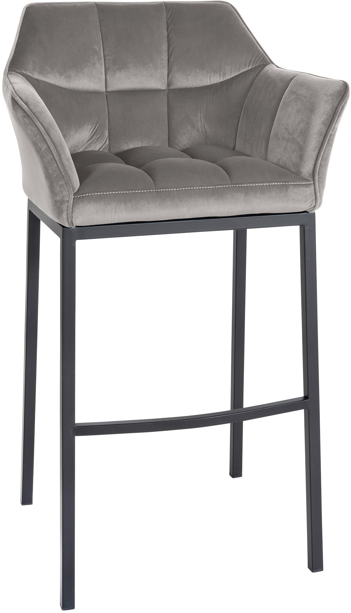 Barhocker Damaso B Samt mit 4-Fuß Gestell, grau